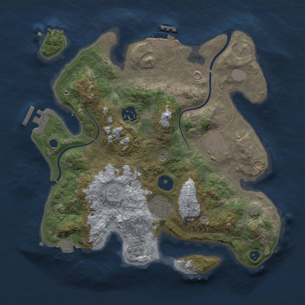Rust Map: Procedural Map, Size: 3000, Seed: 82512, 10 Monuments