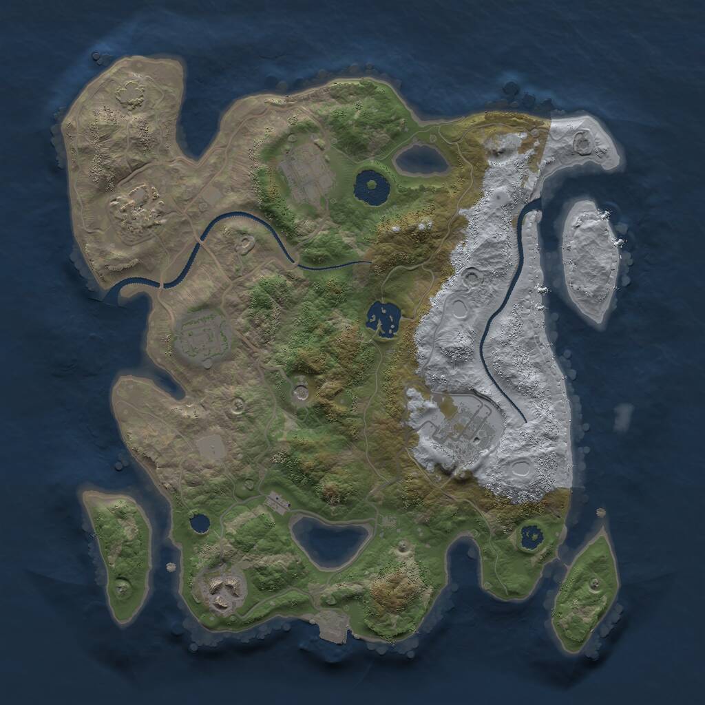Rust Map: Procedural Map, Size: 3000, Seed: 1108720804, 9 Monuments