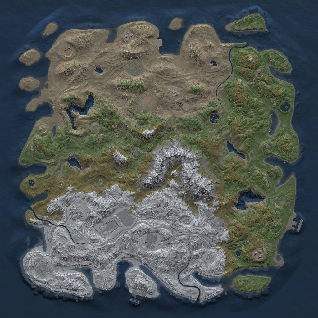 Rust Map: Procedural Map, Size: 5000, Seed: 546303825, 17 Monuments