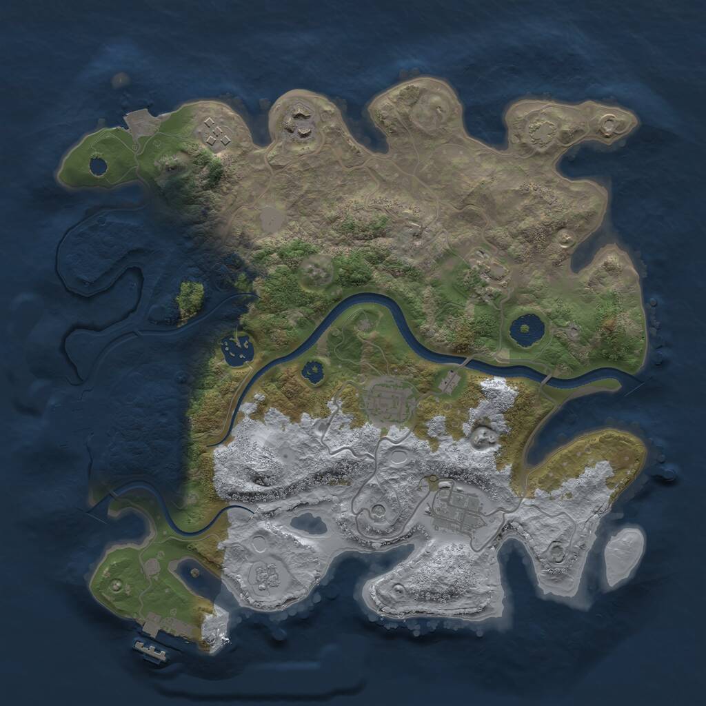 Rust Map: Procedural Map, Size: 3250, Seed: 547691655, 12 Monuments