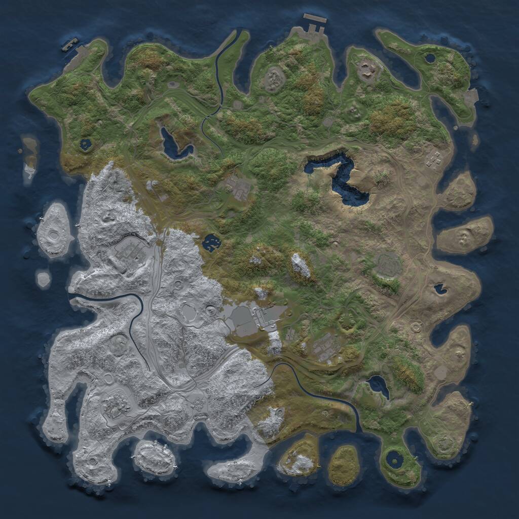 Rust Map: Procedural Map, Size: 4500, Seed: 5245, 15 Monuments