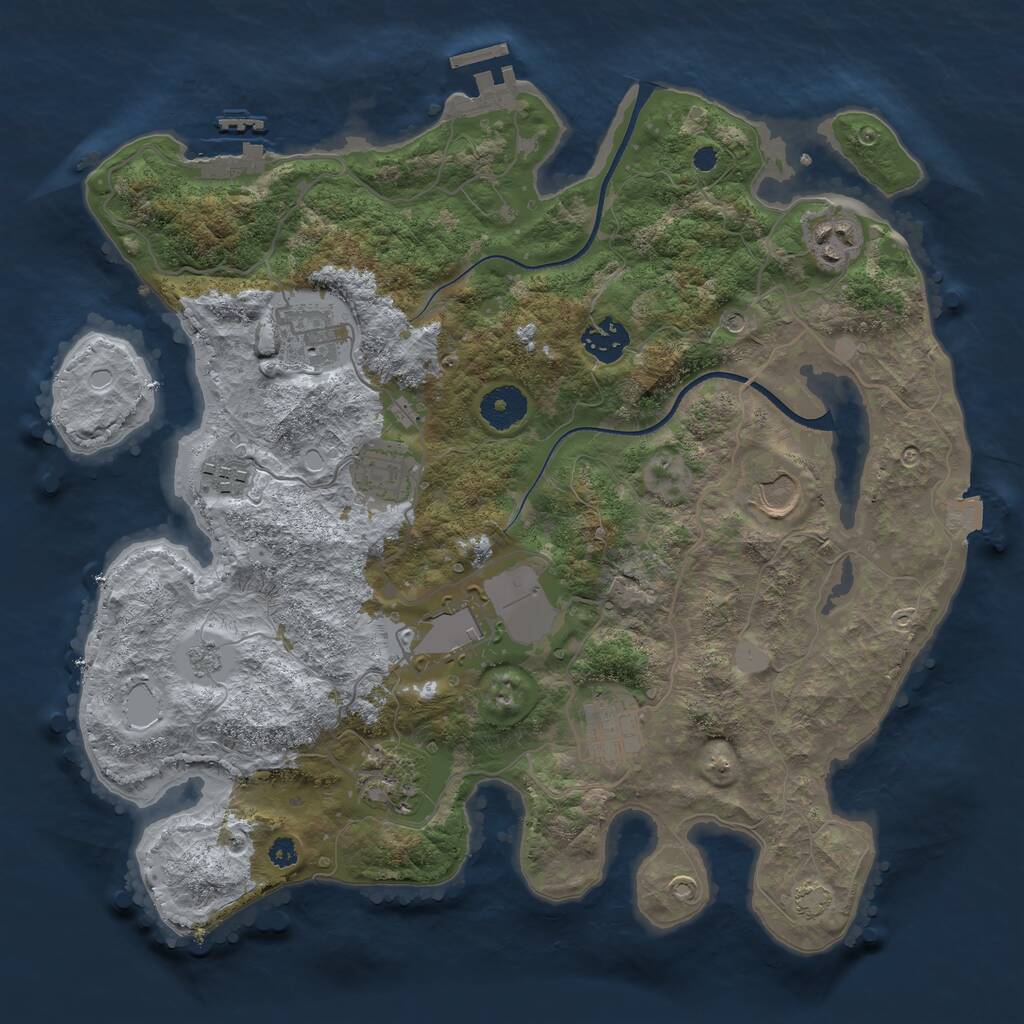 Rust Map: Procedural Map, Size: 3500, Seed: 7677, 15 Monuments
