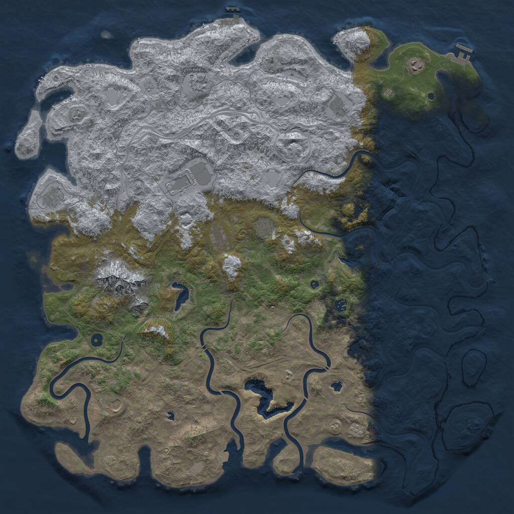Rust Map: Procedural Map, Size: 6000, Seed: 133780773, 17 Monuments