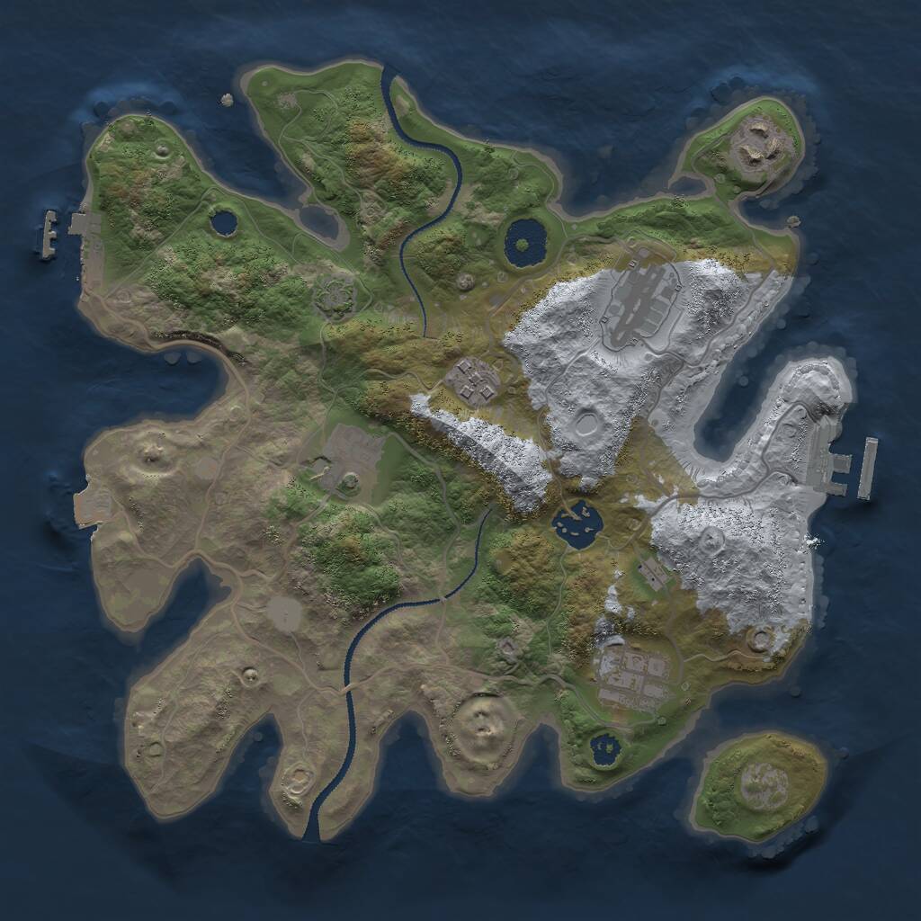 Rust Map: Procedural Map, Size: 3000, Seed: 1934556271, 10 Monuments