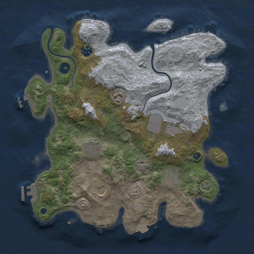 Rust Map: Procedural Map, Size: 3500, Seed: 9843219, 12 Monuments
