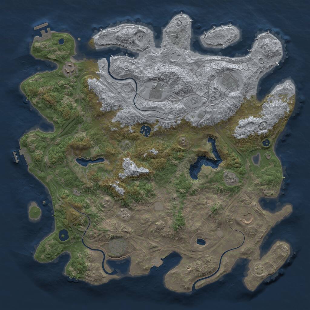 Rust Map: Procedural Map, Size: 4250, Seed: 58587474, 13 Monuments