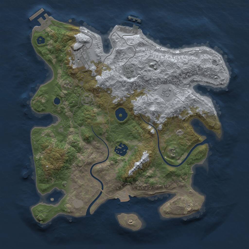 Rust Map: Procedural Map, Size: 2990, Seed: 2101019289, 8 Monuments