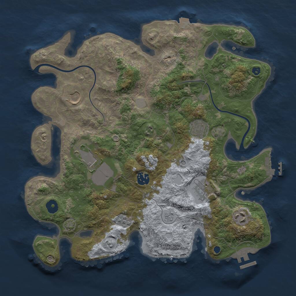 Rust Map: Procedural Map, Size: 3500, Seed: 941777, 13 Monuments