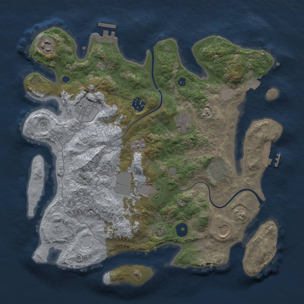 Rust Map: Procedural Map, Size: 3500, Seed: 2080886721, 14 Monuments