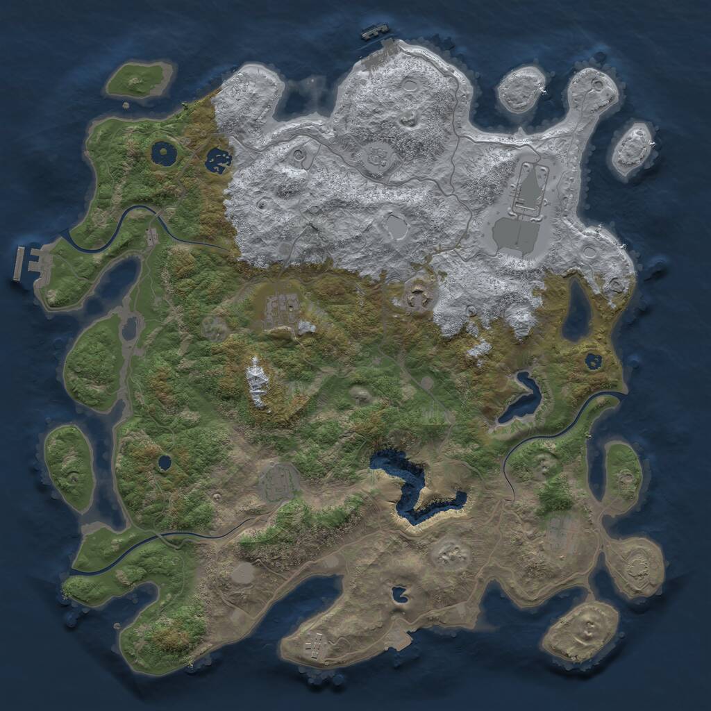 Rust Map: Procedural Map, Size: 4209, Seed: 488727, 13 Monuments