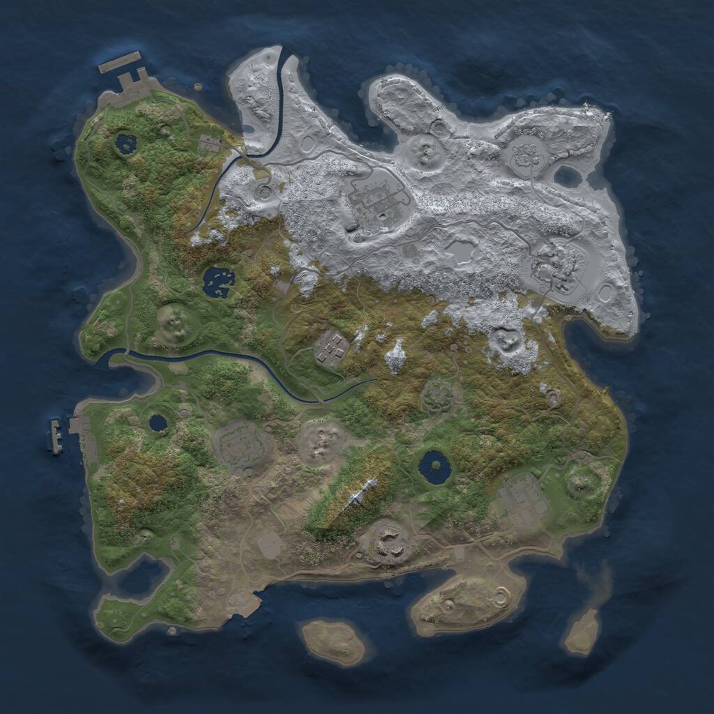 Rust Map: Procedural Map, Size: 3330, Seed: 2101019289, 13 Monuments