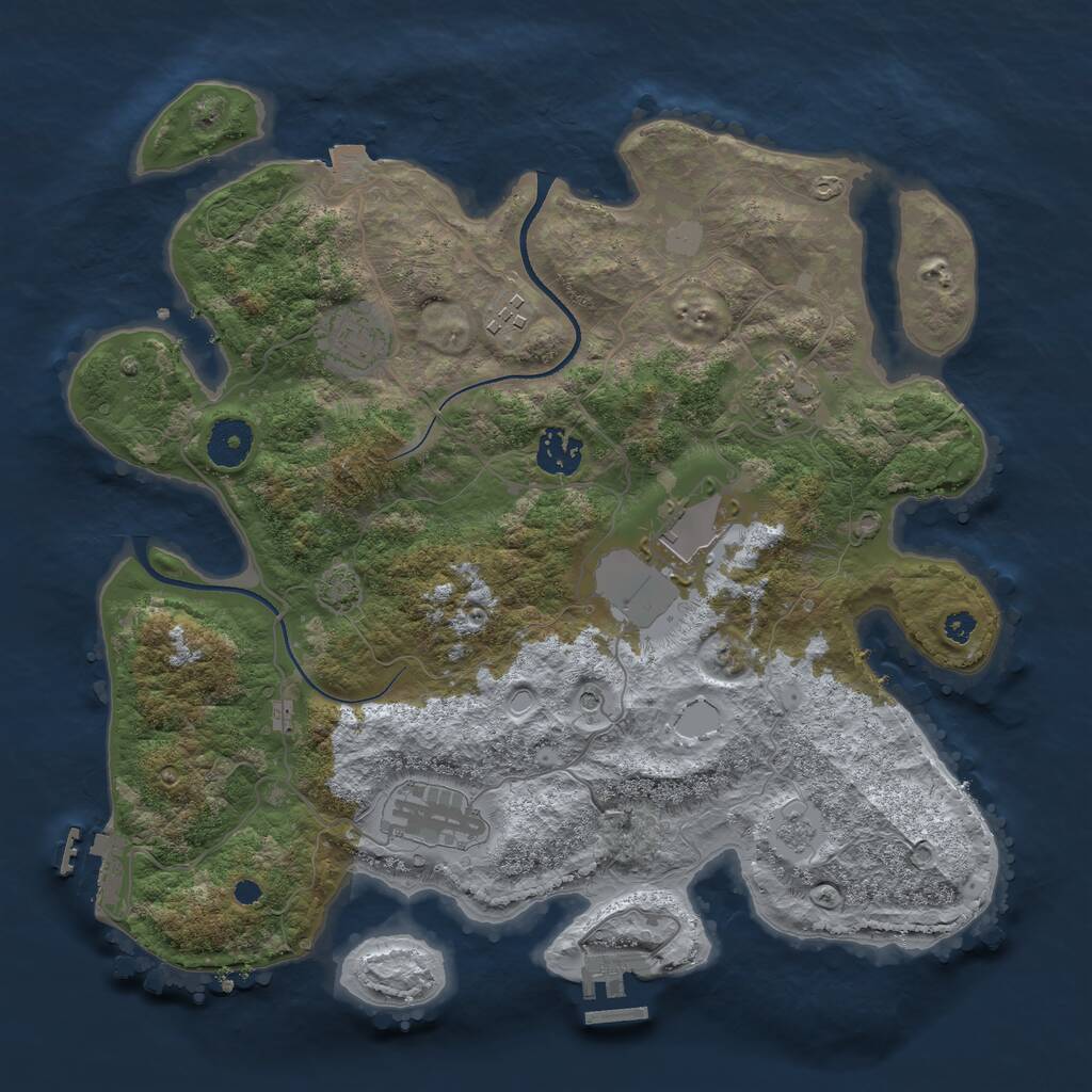 Rust Map: Procedural Map, Size: 3500, Seed: 1397462417, 12 Monuments