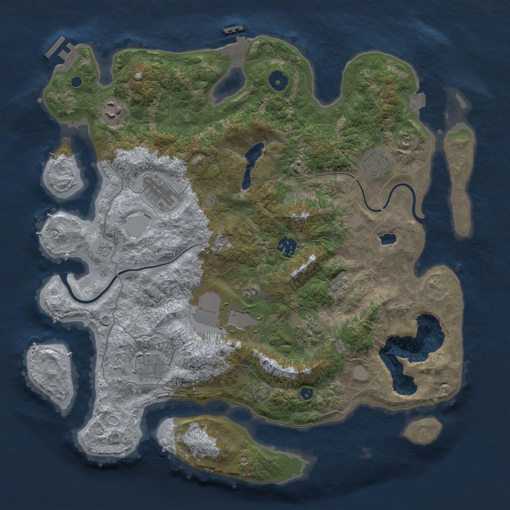 Rust Map: Procedural Map, Size: 4000, Seed: 1357754769, 14 Monuments