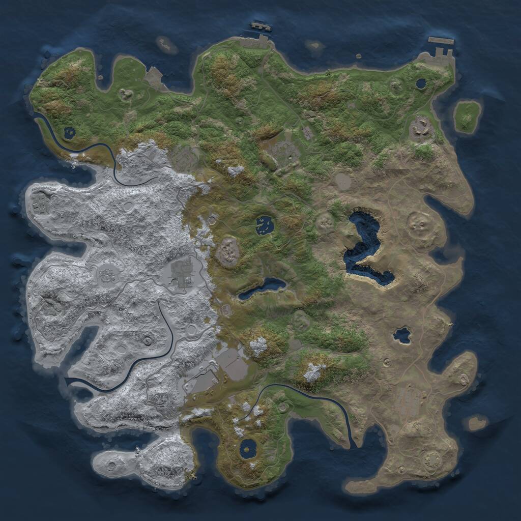 Rust Map: Procedural Map, Size: 4150, Seed: 1843658160, 14 Monuments