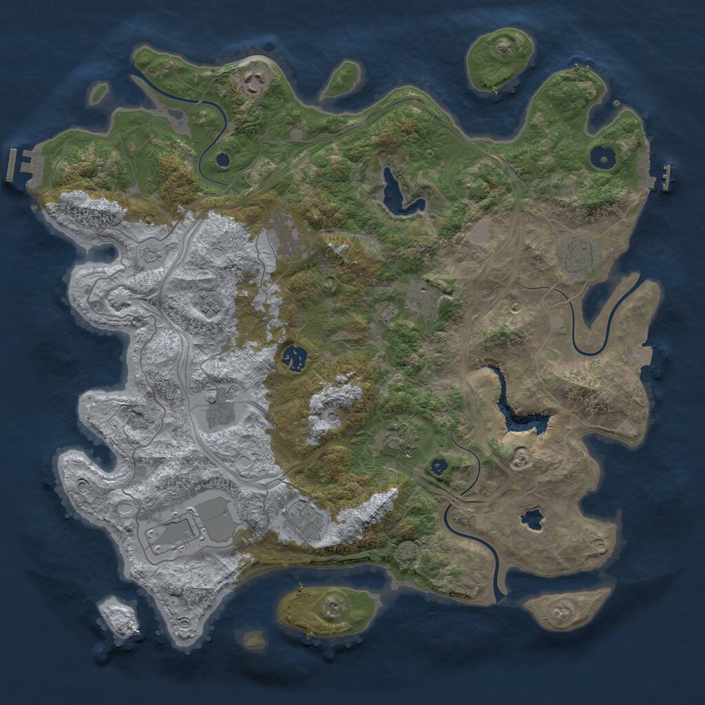 Rust Map: Procedural Map, Size: 4250, Seed: 1253073836, 16 Monuments