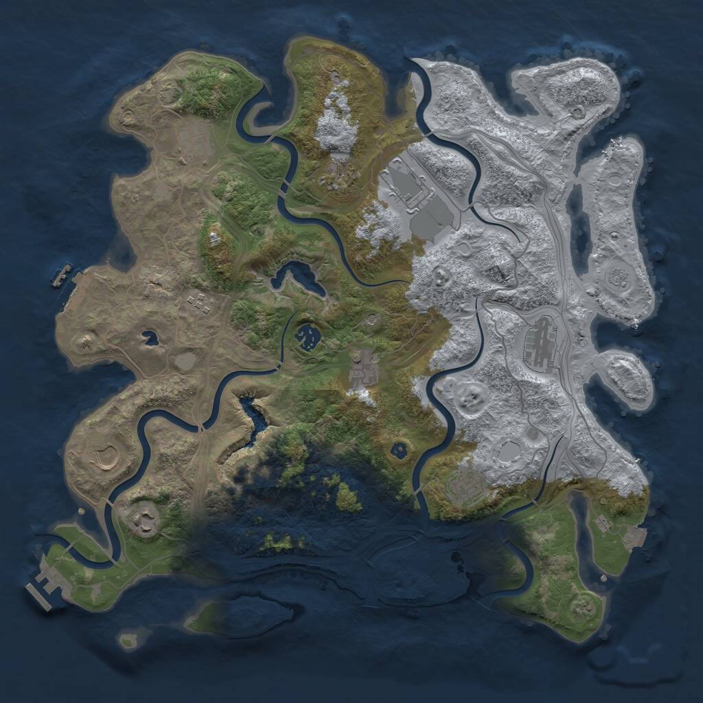 Rust Map: Procedural Map, Size: 4250, Seed: 1096204069, 16 Monuments