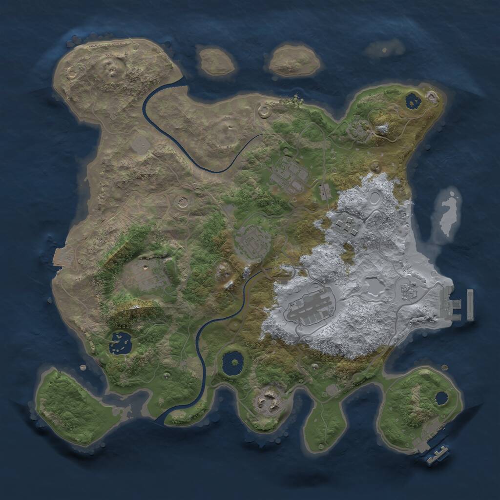 Rust Map: Procedural Map, Size: 3200, Seed: 848556, 13 Monuments