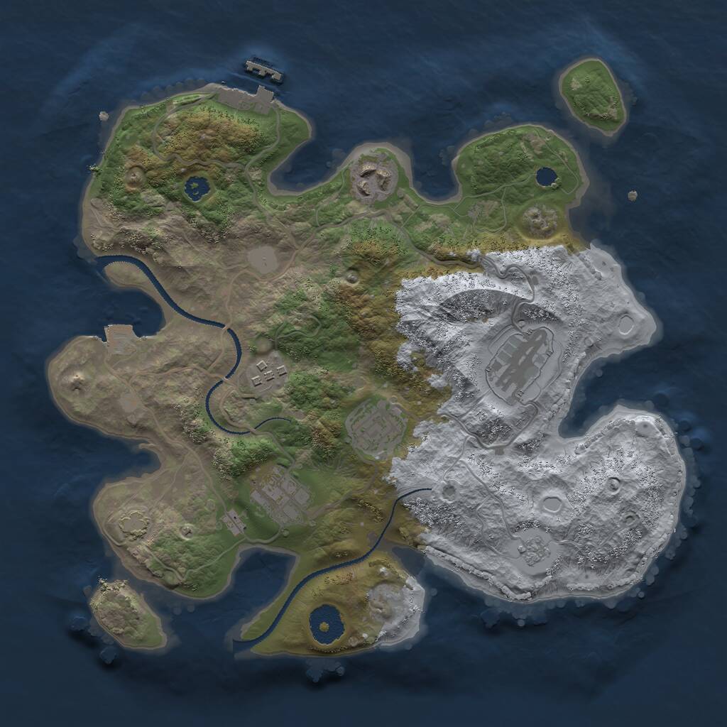 Rust Map: Procedural Map, Size: 3000, Seed: 1198478405, 9 Monuments