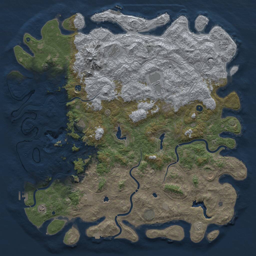 Rust Map: Procedural Map, Size: 6000, Seed: 2120964782, 17 Monuments