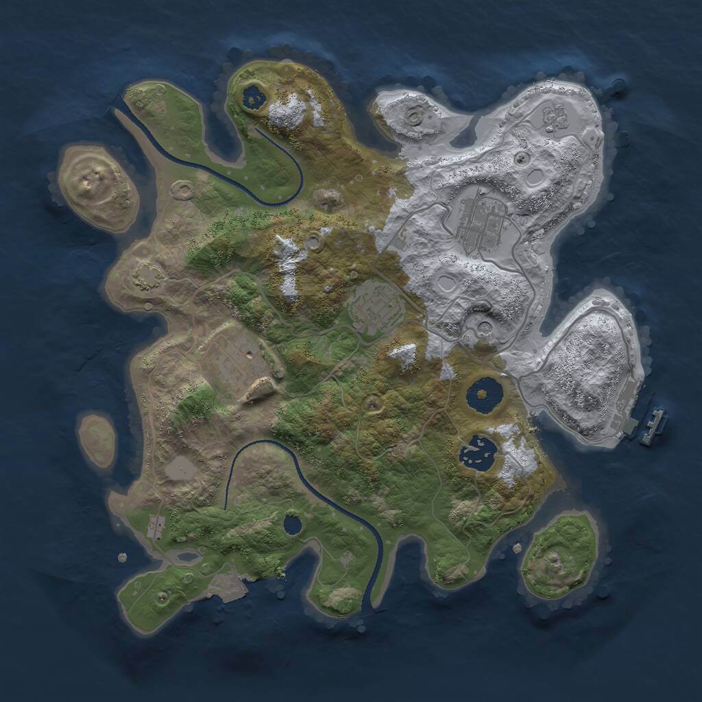 Rust Map: Procedural Map, Size: 3000, Seed: 1855930168, 9 Monuments