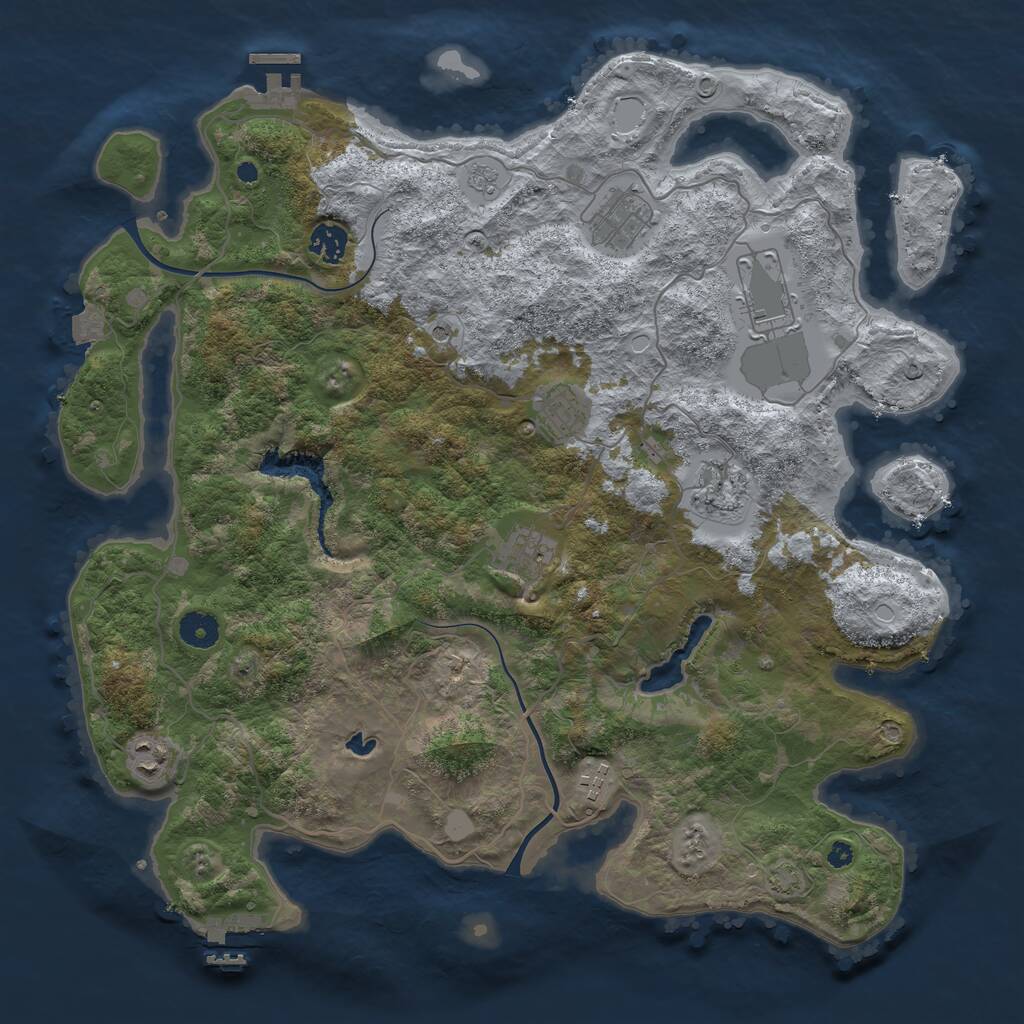 Rust Map: Procedural Map, Size: 4000, Seed: 2030836619, 14 Monuments