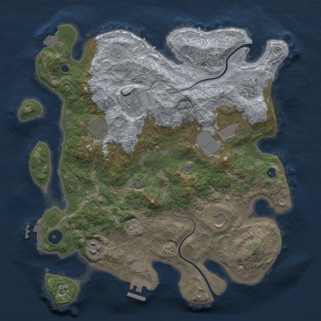 Rust Map: Procedural Map, Size: 3500, Seed: 214812205, 13 Monuments