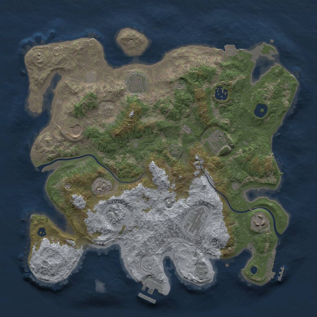 Rust Map: Procedural Map, Size: 3500, Seed: 319508290, 14 Monuments