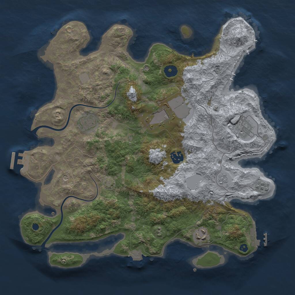 Rust Map: Procedural Map, Size: 3500, Seed: 537730459, 12 Monuments