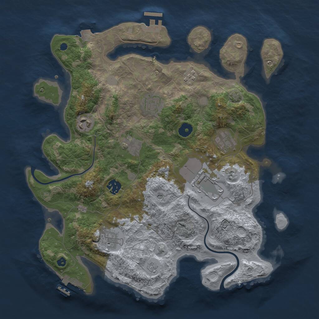 Rust Map: Procedural Map, Size: 3500, Seed: 94728545, 14 Monuments
