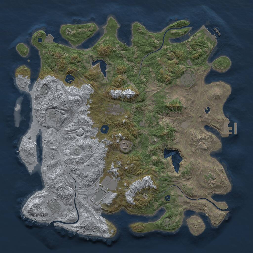 Rust Map: Procedural Map, Size: 4300, Seed: 545435, 15 Monuments