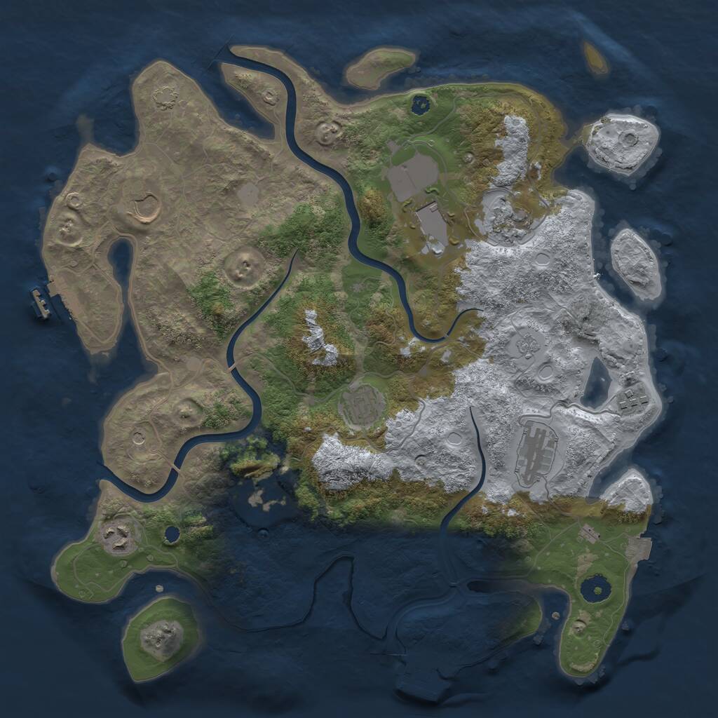 Rust Map: Procedural Map, Size: 3750, Seed: 2076872559, 14 Monuments