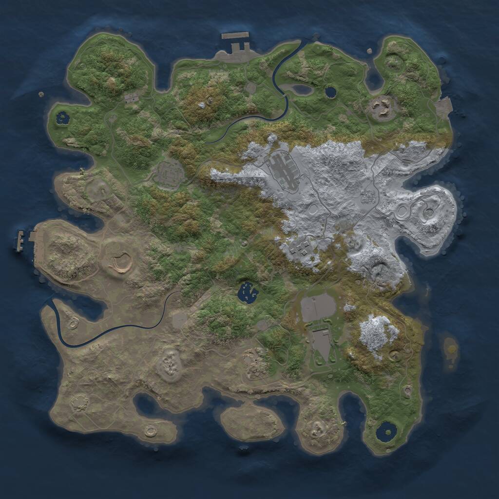 Rust Map: Procedural Map, Size: 3700, Seed: 1188754435, 14 Monuments