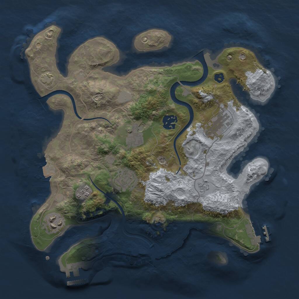 Rust Map: Procedural Map, Size: 3000, Seed: 58888, 12 Monuments