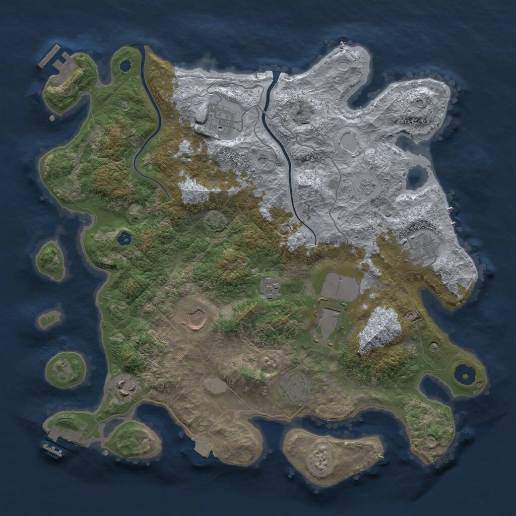 Rust Map: Procedural Map, Size: 3700, Seed: 2061589712, 13 Monuments