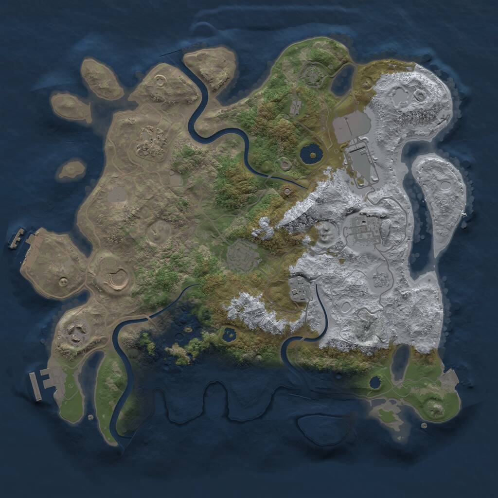 Rust Map: Procedural Map, Size: 3500, Seed: 1669368460, 13 Monuments