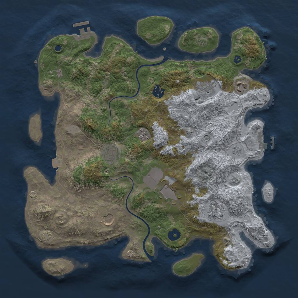 Rust Map: Procedural Map, Size: 3700, Seed: 4204, 14 Monuments
