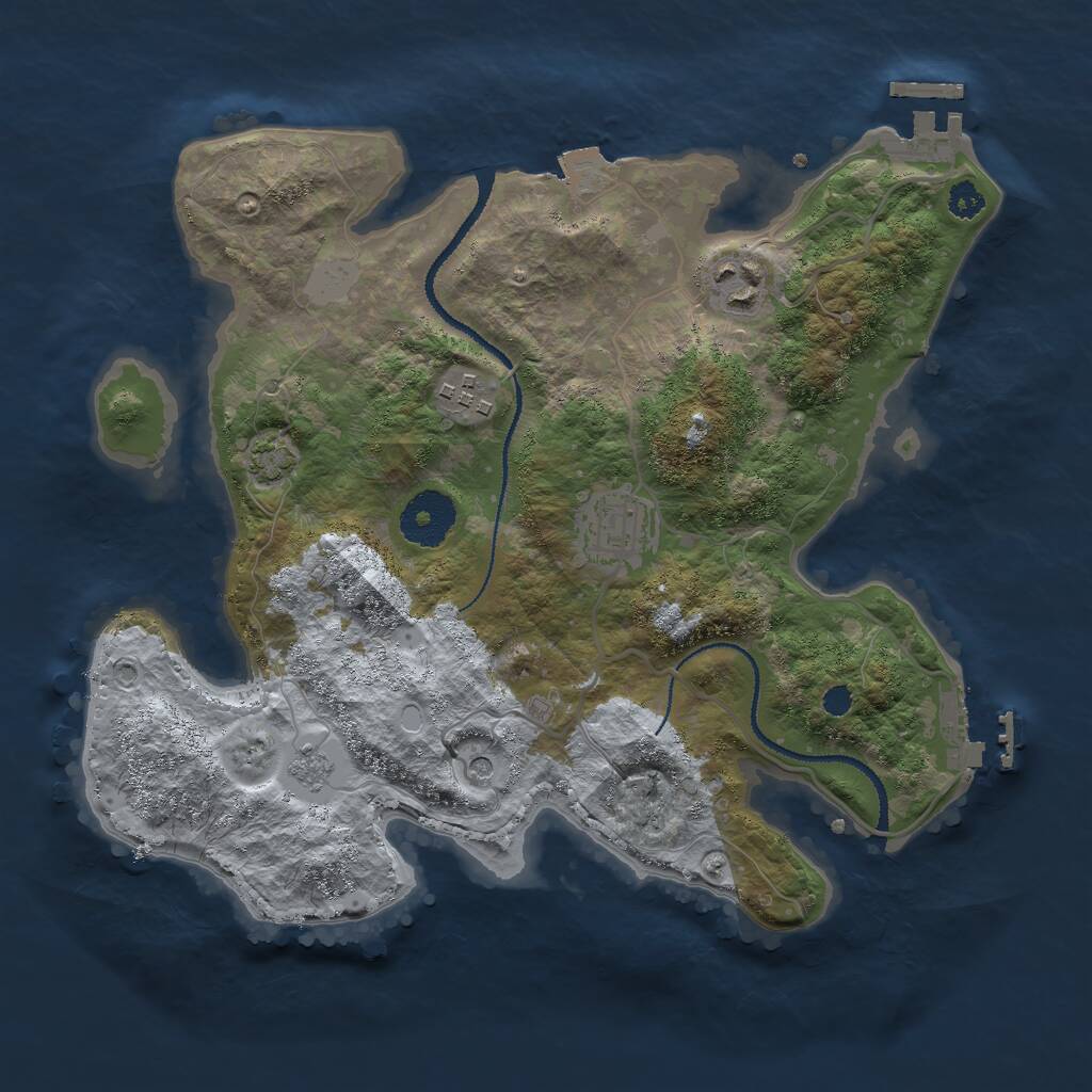 Rust Map: Procedural Map, Size: 3000, Seed: 268424166, 9 Monuments