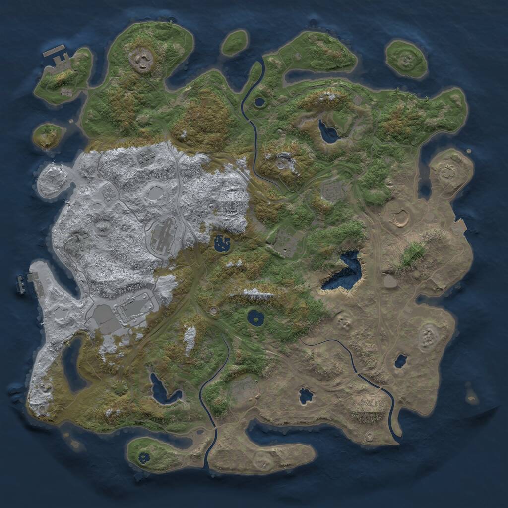Rust Map: Procedural Map, Size: 4500, Seed: 1355805404, 15 Monuments