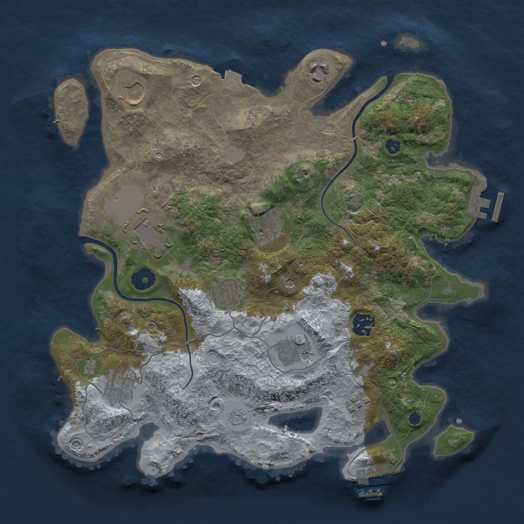 Rust Map: Procedural Map, Size: 3500, Seed: 250406108, 15 Monuments