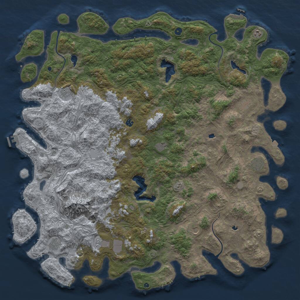 Rust Map: Procedural Map, Size: 6000, Seed: 53791658, 17 Monuments