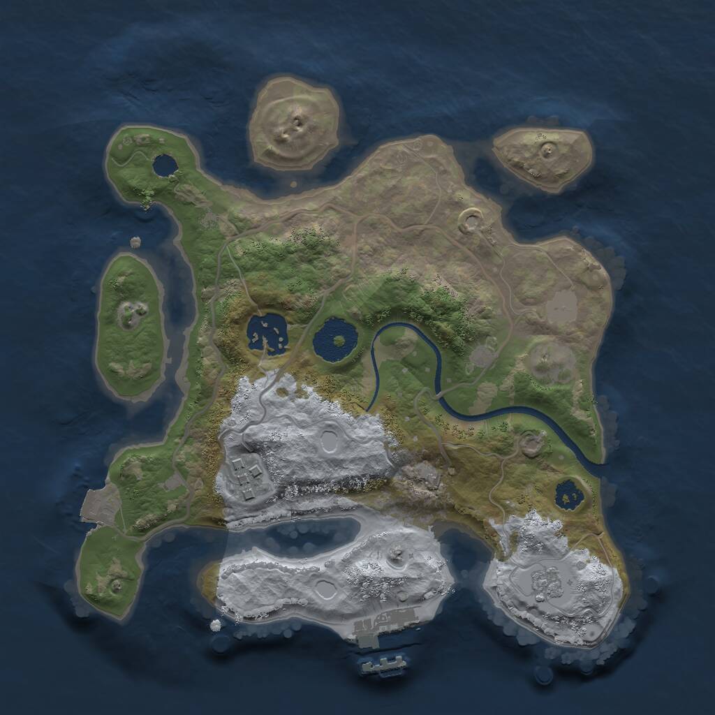 Rust Map: Procedural Map, Size: 2500, Seed: 580335067, 5 Monuments