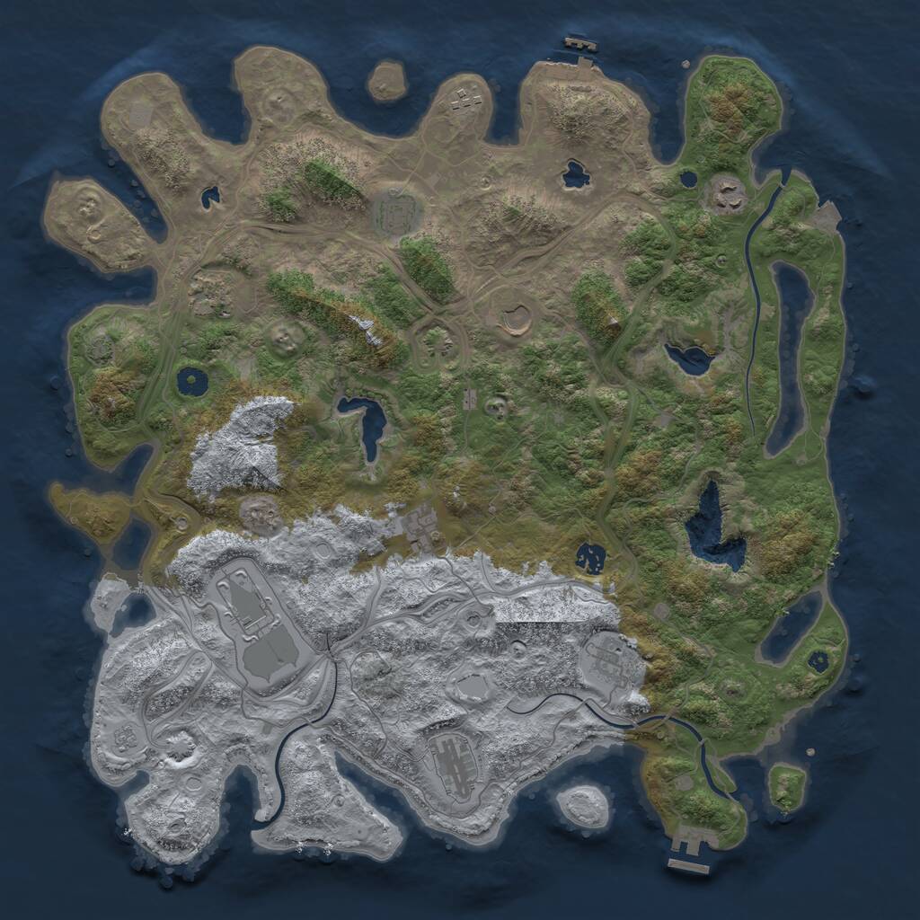 Rust Map: Procedural Map, Size: 4500, Seed: 1035872042, 16 Monuments