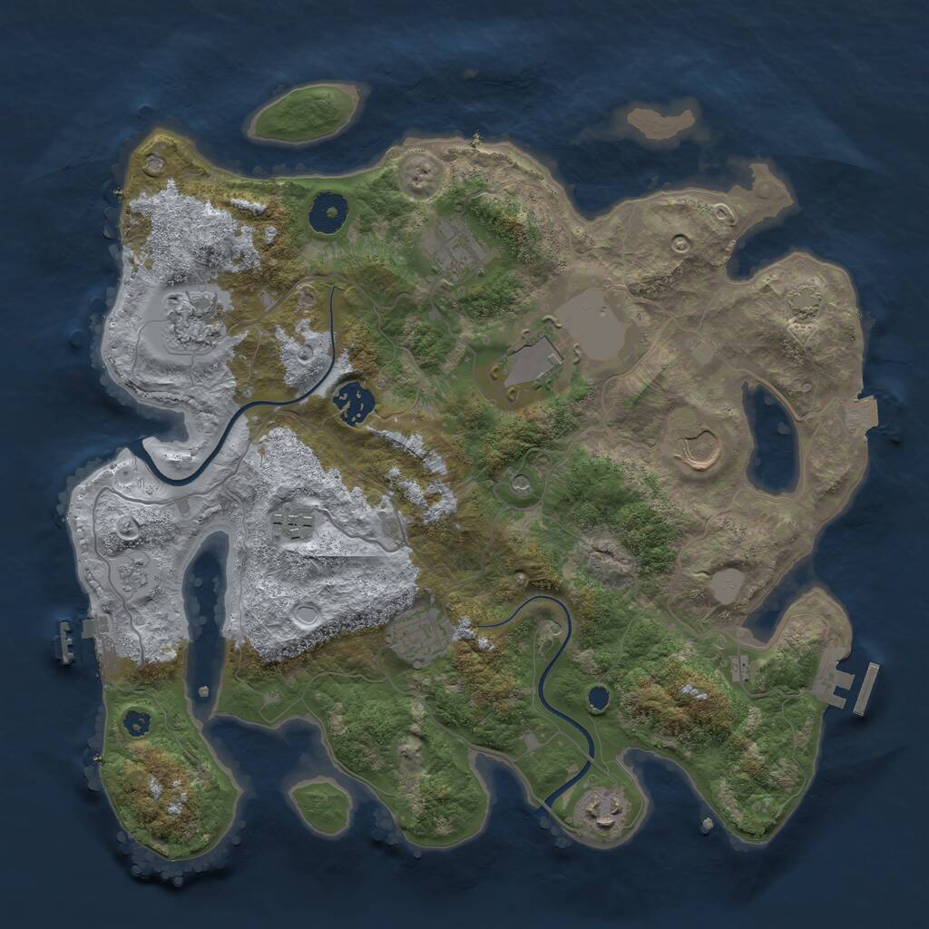 Rust Map: Procedural Map, Size: 3500, Seed: 1974467, 14 Monuments