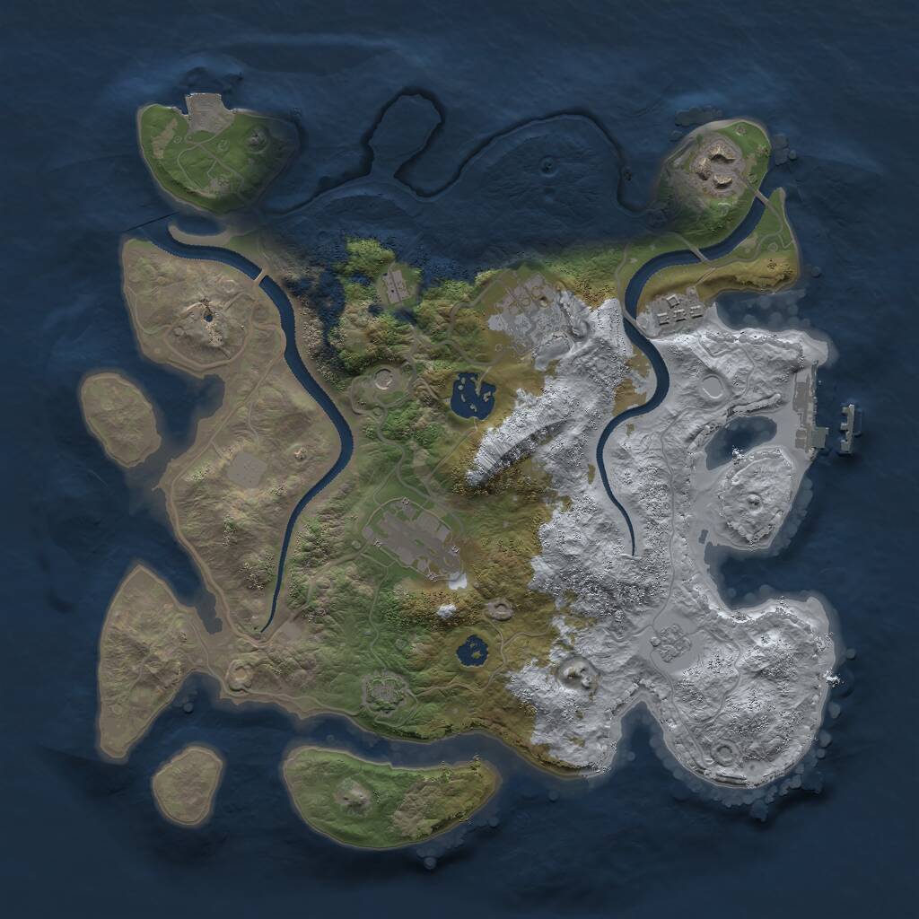 Rust Map: Procedural Map, Size: 3000, Seed: 1443917949, 10 Monuments