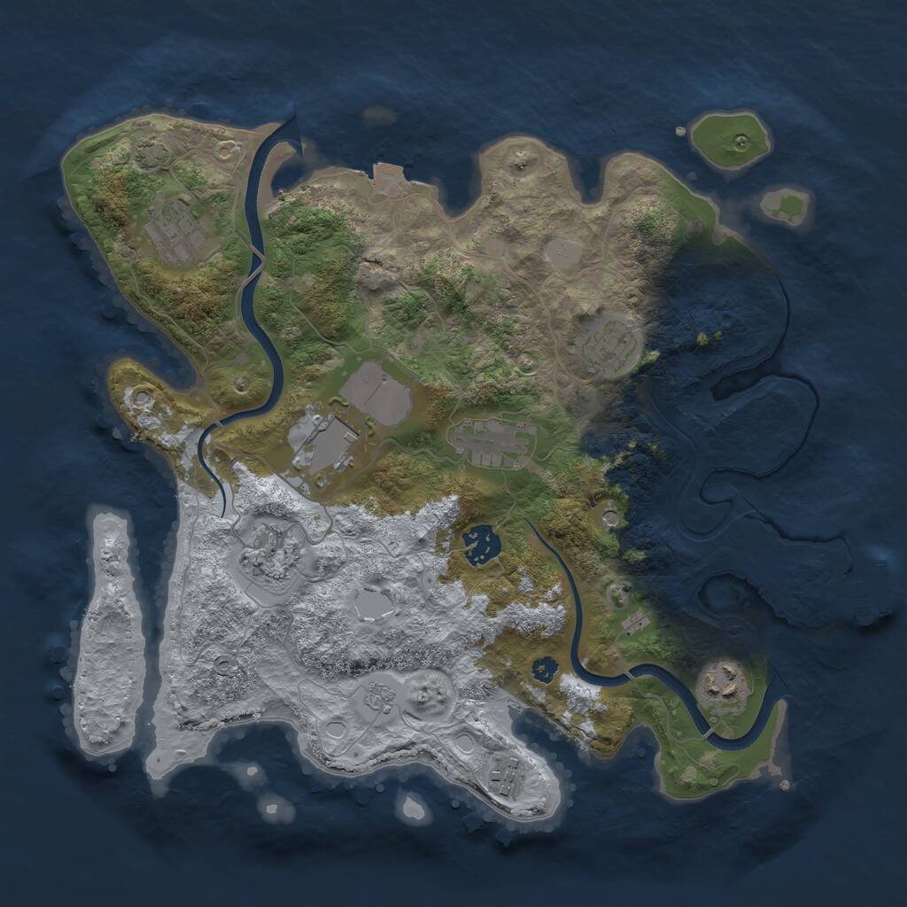 Rust Map: Procedural Map, Size: 3500, Seed: 696692650, 13 Monuments