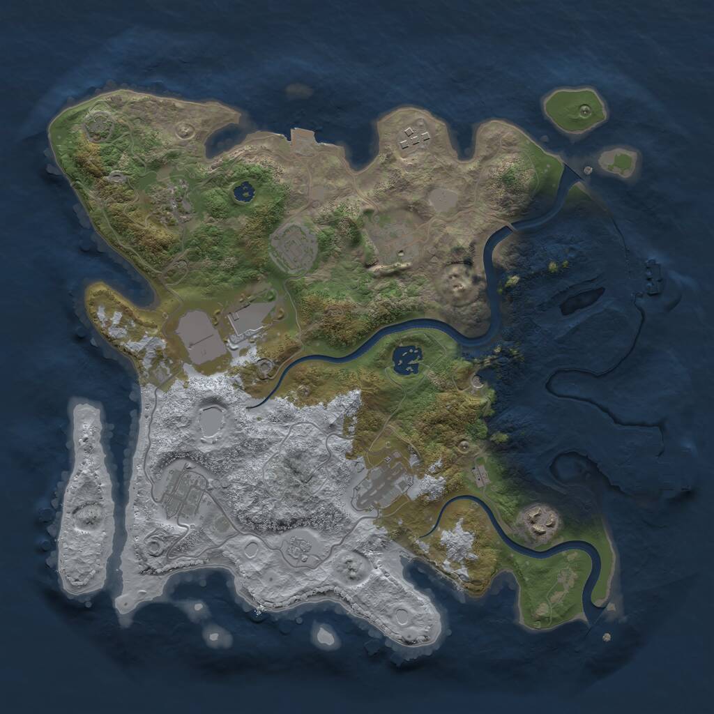 Rust Map: Procedural Map, Size: 3500, Seed: 696692650, 15 Monuments