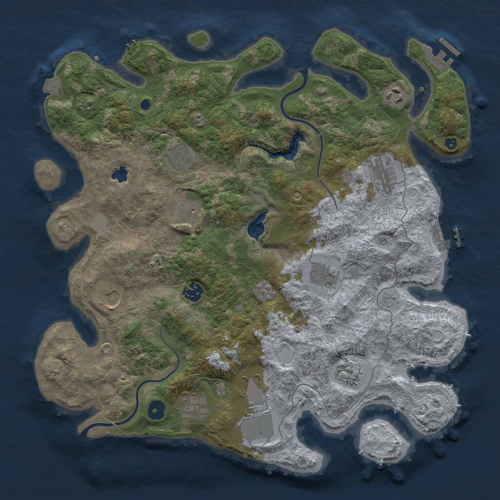 Rust Map: Procedural Map, Size: 4000, Seed: 121398114, 17 Monuments