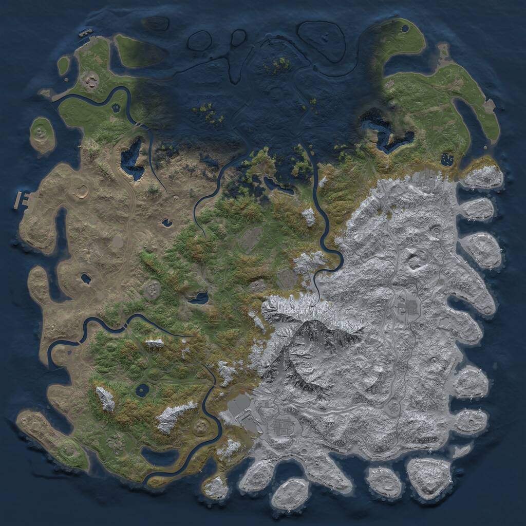 Rust Map: Procedural Map, Size: 6000, Seed: 251913155, 17 Monuments