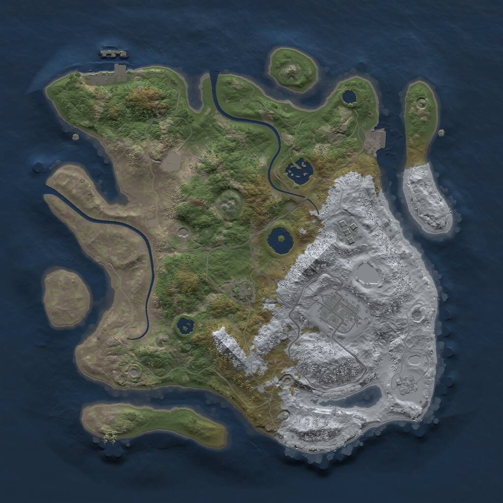Rust Map: Procedural Map, Size: 3000, Seed: 1346, 8 Monuments