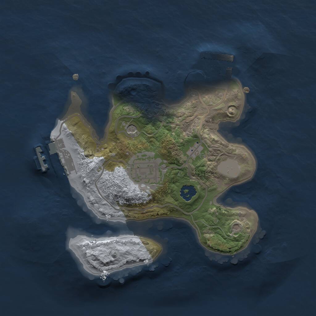 Rust Map: Procedural Map, Size: 2000, Seed: 744364670, 5 Monuments
